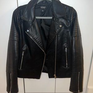 Top Shop Faux Leather Jacket in Black
